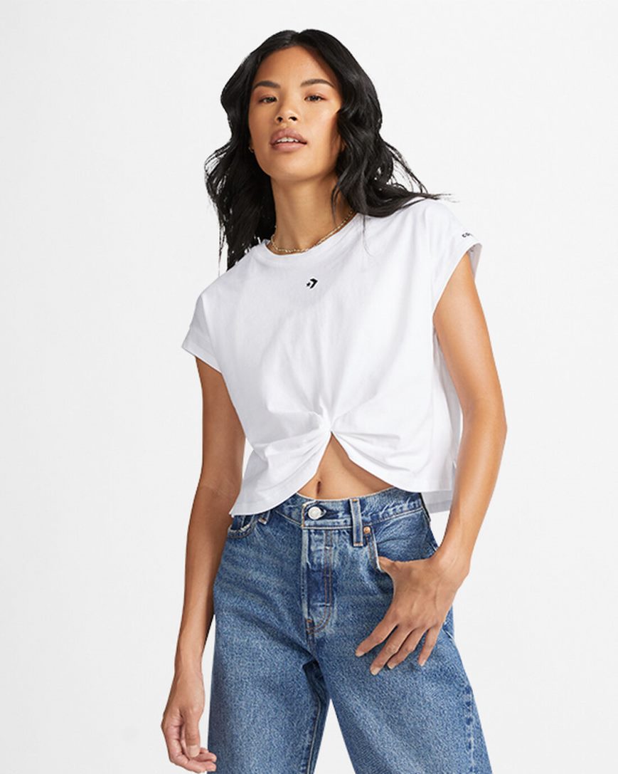 Camiseta Converse Star Chevron Twist Cropped Feminino Branco | PT D04T093